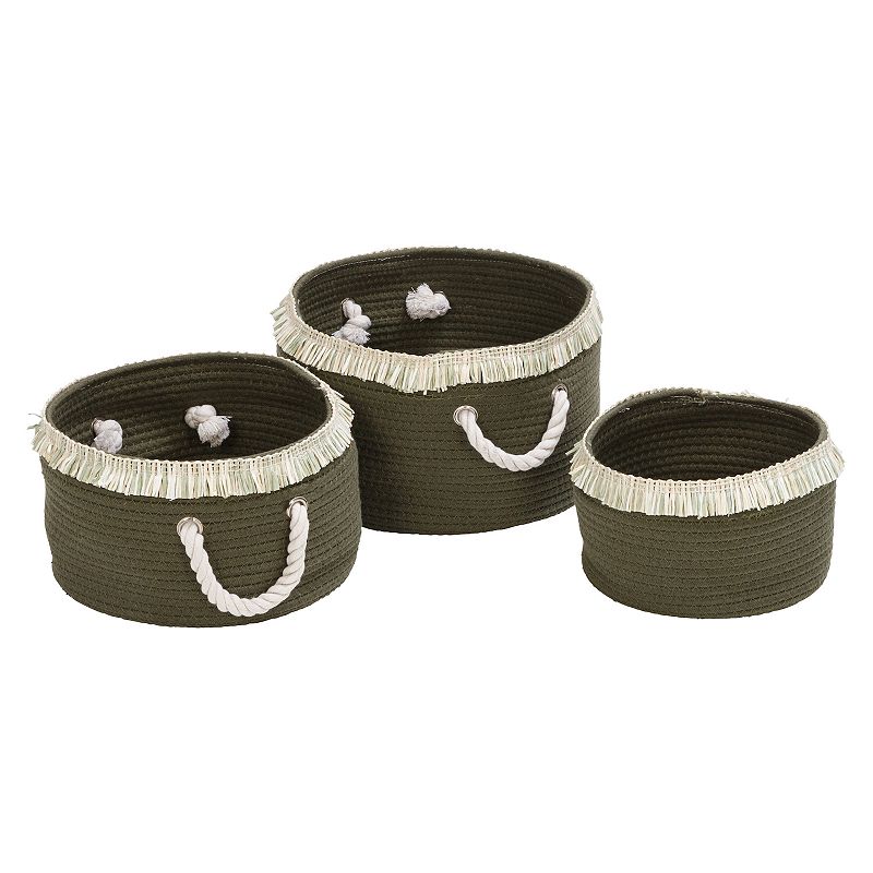 Honey-Can-Do Nesting Cotton Rope 3-Piece Basket Set, Green, ORGANIZER