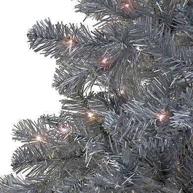 National Tree Company 10-ft. Pre-Lit Christmas Silver Finish Metallic Artificial Christmas Tree