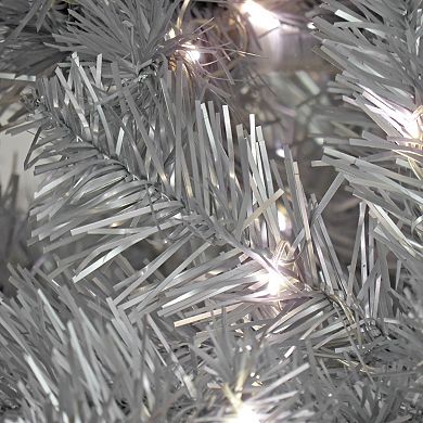 National Tree Company 7.5-ft. Pre-Lit Matte Silver Finish Metallic Artificial Christmas Tree