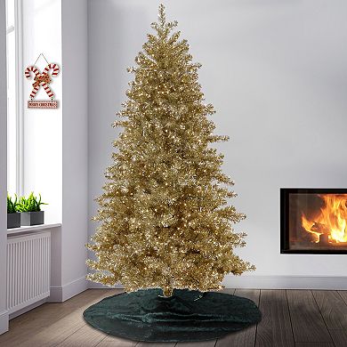 National Tree Company 7.5-ft. Pre-Lit Metallic Platinum Finish Artificial Christmas Tree