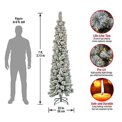 National Tree Company 1.5-ft. LED Snowy Methow Pencil Artificial Christmas Tree