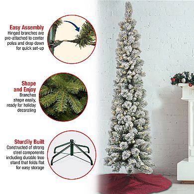 National Tree Company 1.5-ft. LED Snowy Methow Pencil Artificial Christmas Tree