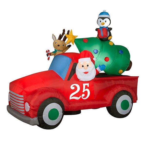 National Tree Company 6ft. Inflatable Santa Pickup Truck Outdoor Decor