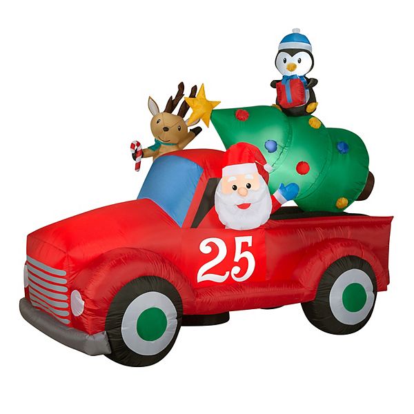 National Tree Company 6-ft. Inflatable Santa Pickup Truck Outdoor Decor