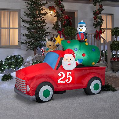 National Tree Company 6-ft. Inflatable Santa Pickup Truck Outdoor Decor