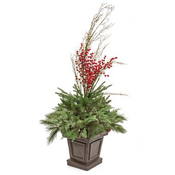 National Tree Company Evergreen Berries LED Floor Decor