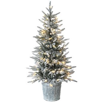 National Tree Company 2.5-ft. LED Snowy Alpine Fir Entrance Artificial Christmas Tree Floor Decor