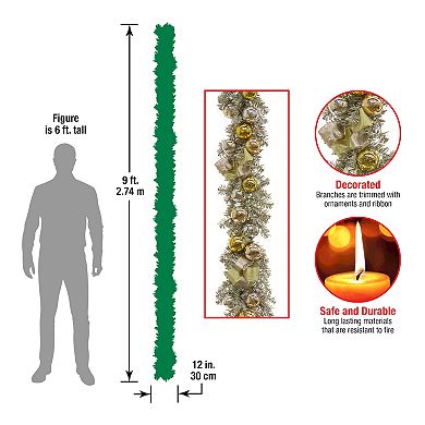 National Tree Company 9-ft. Pre-Lit Gold Finish Ornament Artificial Garland