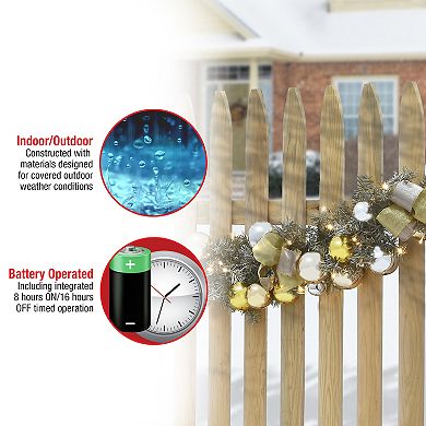 National Tree Company 9-ft. Pre-Lit Gold Finish Ornament Artificial Garland