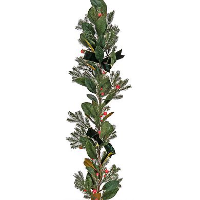 National Tree Company 9-ft. LED Red Light Magnolia Mix Pine Artificial Garland