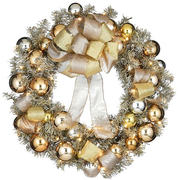 National Tree Company PreLit Ornament Metallic Wreath