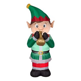 National Tree Company 6-ft. Inflatable Trumpet Playing Elf Outdoor Decor