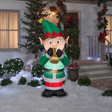 National Tree Company 6-ft. Inflatable Trumpet Playing Elf Outdoor Decor