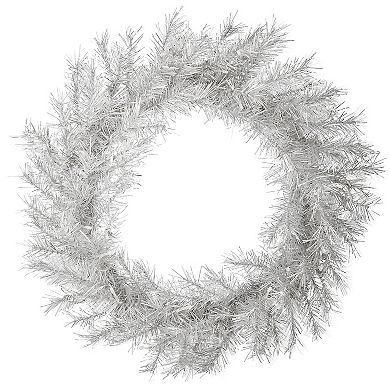 National Tree Company Pre-Lit Silver Finish Metallic Artificial Wreath