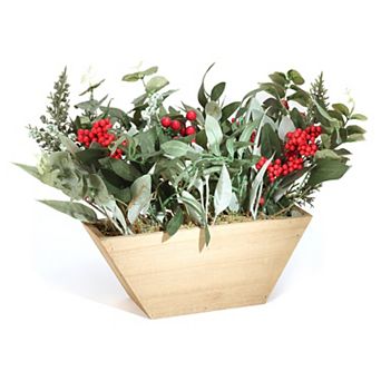 National Tree Company Artificial Christmas Eucalyptus Berry Arrangement Table Decor