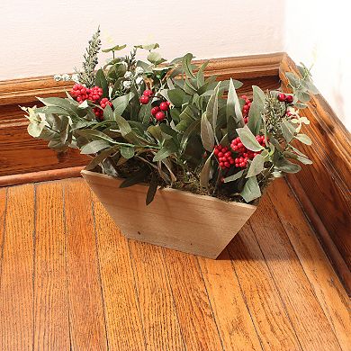 National Tree Company Artificial Christmas Eucalyptus Berry Arrangement Table Decor