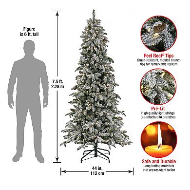 National Tree Company 7.5-ft. Pre-Lit Snowy Vintin Fir Artificial Christmas Tree