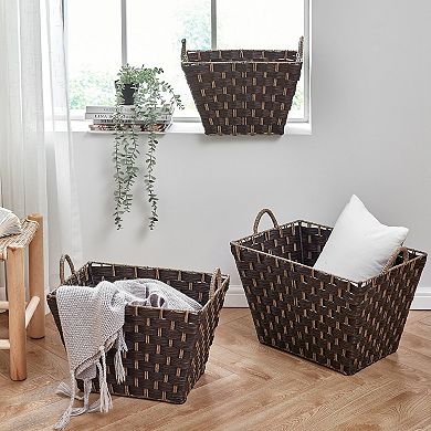 Saddle River Rectangular Tapered Faux Wicker Storage Bin 3-piece Set