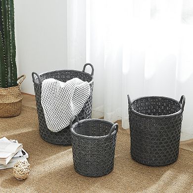 Saddle River Rattan & Bamboo Diamond-Weave Basket 3-piece Set