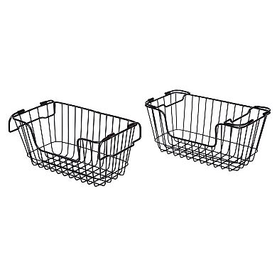 Saddle River Small Rectangular Metal Wire Stacking Basket 2-piece Set