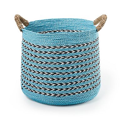 Saddle River Blue Seagrass & Raffia Basket 2-piece Set