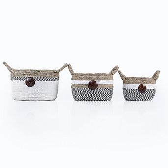 Saddle River Raffia & Seagrass Basket 3 pc Set