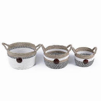 Saddle River Raffia & Seagrass Basket 3-piece Set