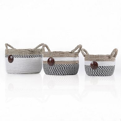 Saddle River Raffia & Seagrass Basket 3-piece Set