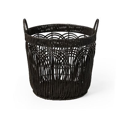 Saddle River Round Faux Wicker Decorative Basket 3-piece Set