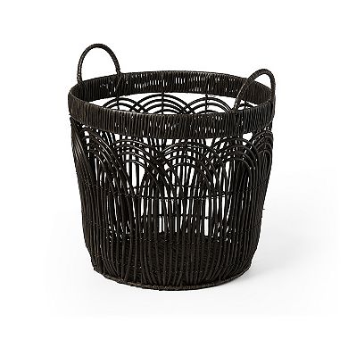 Saddle River Round Faux Wicker Decorative Basket 3-piece Set