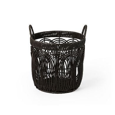 Saddle River Round Faux Wicker Decorative Basket 3-piece Set