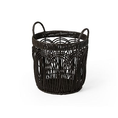 Saddle River Round Faux Wicker Decorative Basket 3-piece Set