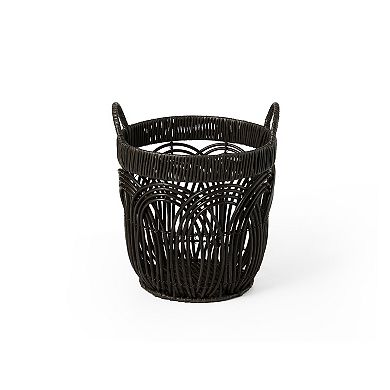 Saddle River Round Faux Wicker Decorative Basket 3-piece Set