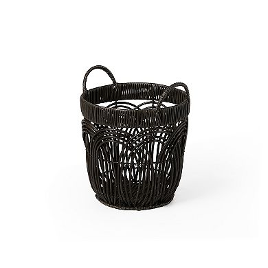 Saddle River Round Faux Wicker Decorative Basket 3-piece Set