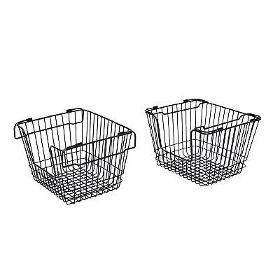 Saddle River Large Rectangular Metal Wire Stacking Basket 2-piece Set