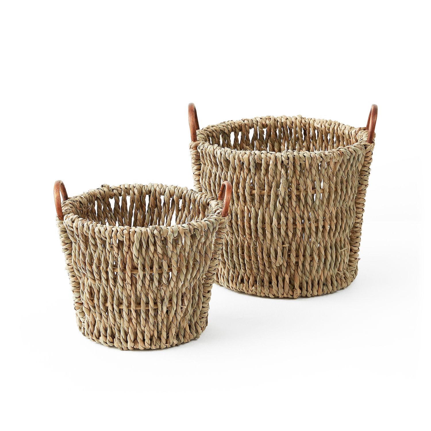 mDesign Small Woven Toilet Tank Bathroom Storage Basket - Camel Brown