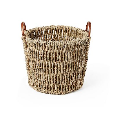 Saddle River Rattan Ear Handle Chunky Seagrass Basket 2-piece Set