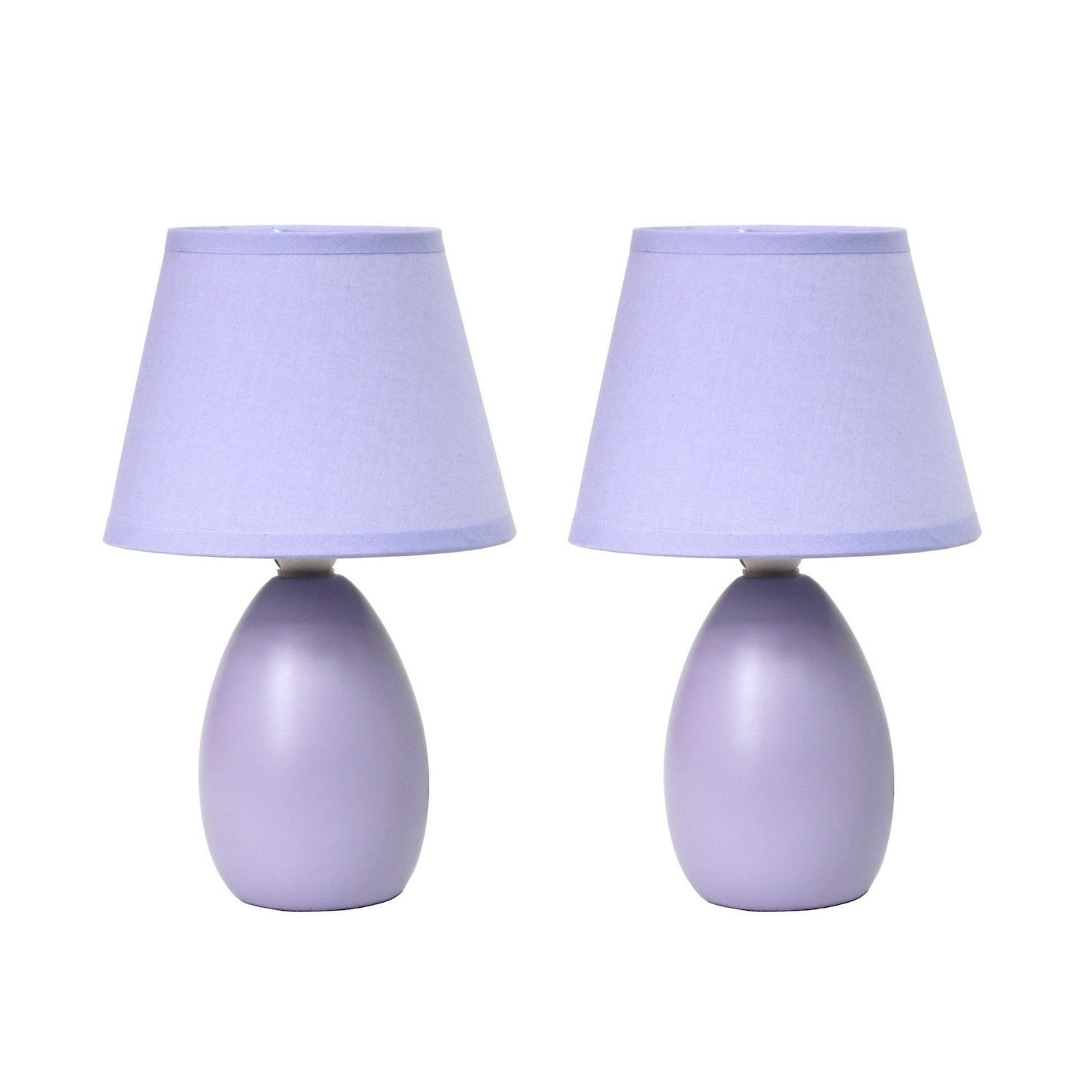 Simple Designs Chrome Mini Basic Table Lamp with Fabric Shade 2 Pack Set