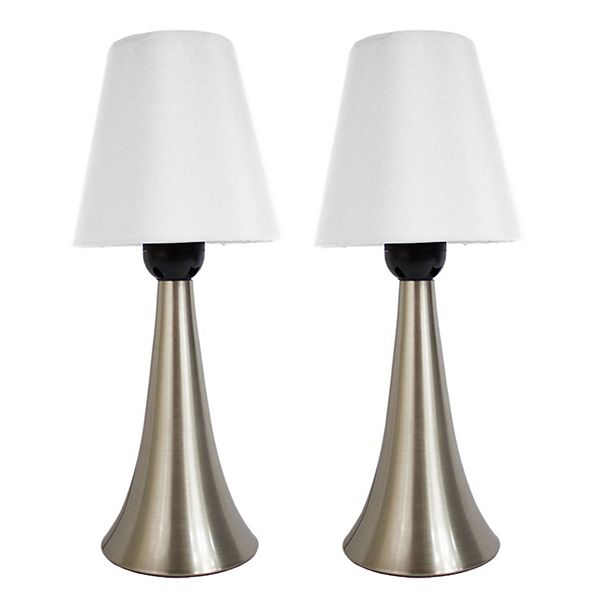 Simple Designs Two Pack Mini Touch Table Lamp Set with White Shades