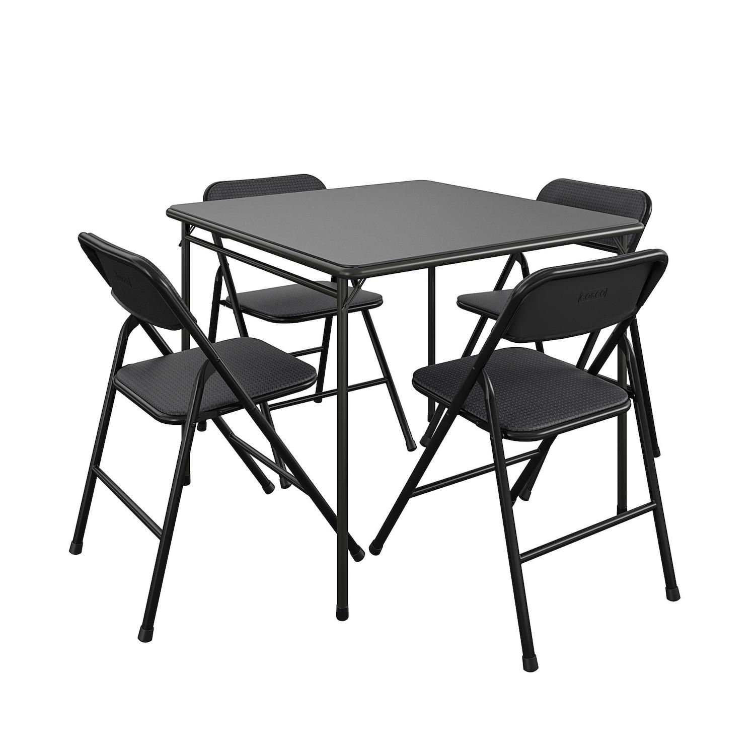 Cosco Premium Folding Table Chair Dining 5 Piece Set   5925259 Black