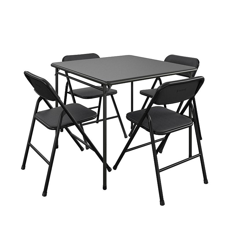 Cosco 5pc Folding Fabric Dining Set and 34" Vinyl Card Table Black