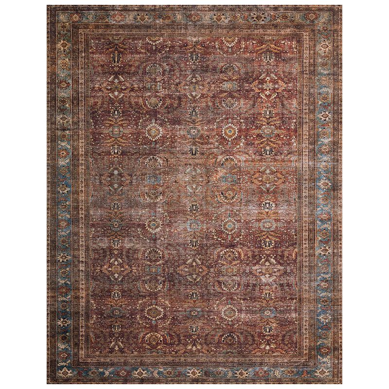 Loloi II Layla Brick Blue Accent or Area Rug, Multicolor, 9X12 Ft