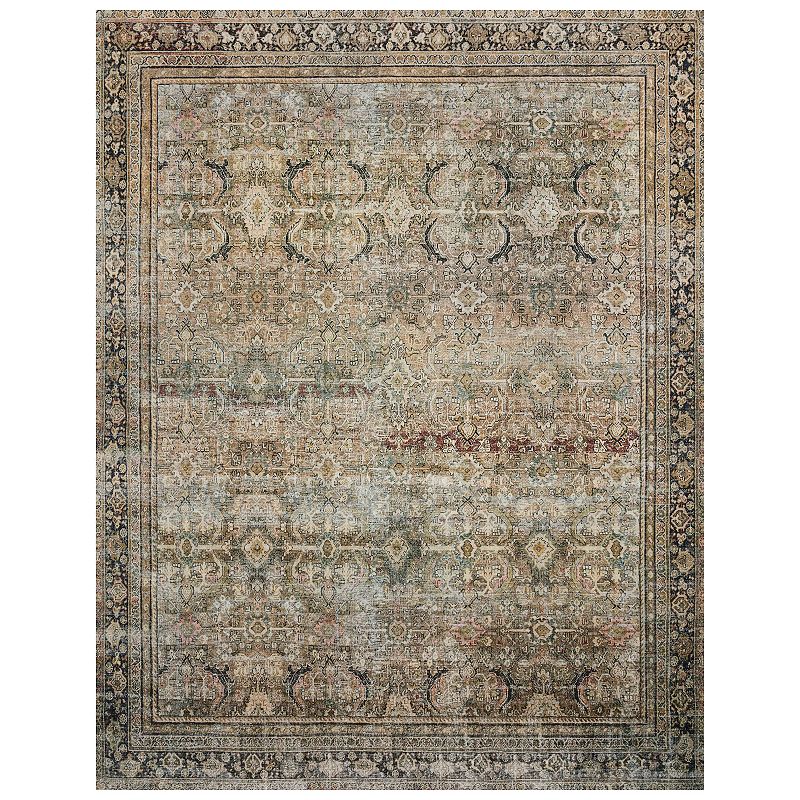 Loloi II Layla Printed Oriental Distressed Olive / Charcoal 9 -6  x 14  Area Rug