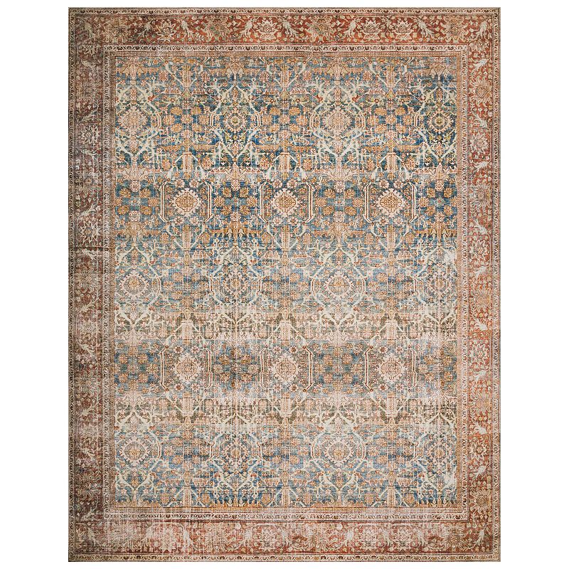 Loloi II Layla Printed Oriental Distressed Ocean / Rust Area Rug