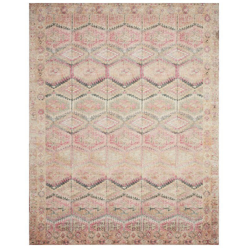 Loloi II Layla Pink Lagoon Accent or Area Rug, Multicolor, 7.5X9.5 Ft