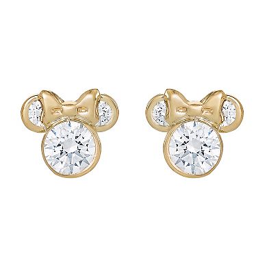 Disney's Minnie Mouse 10k Gold Cubic Zirconia Birthstone Stud Earrings