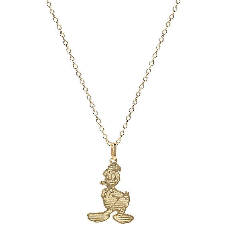 Disneys Donald Duck 14k Gold Pendant Necklace, Womens, Size: 15, Yello