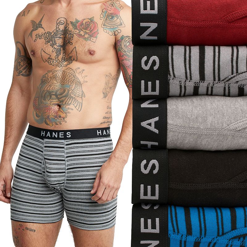 Mens Hanes Ultimate 5-pack Exposed Waistband Boxer Briefs, Size: Small, Bl