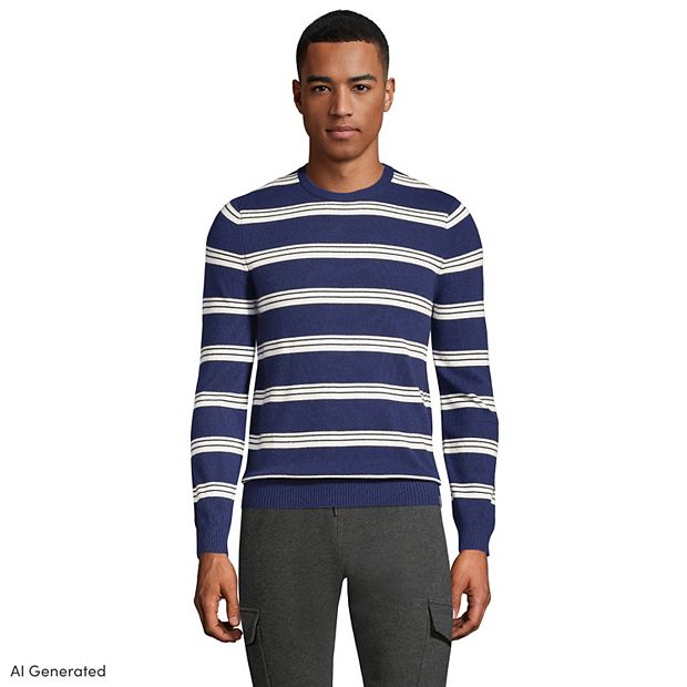 Men's Lands' End Fine Gauge Cashmere Striped Sweater
