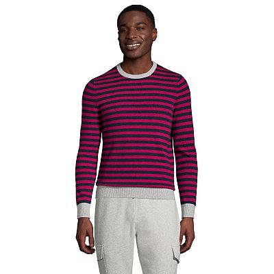 Men s Lands End Fine Gauge Cashmere Striped Sweater